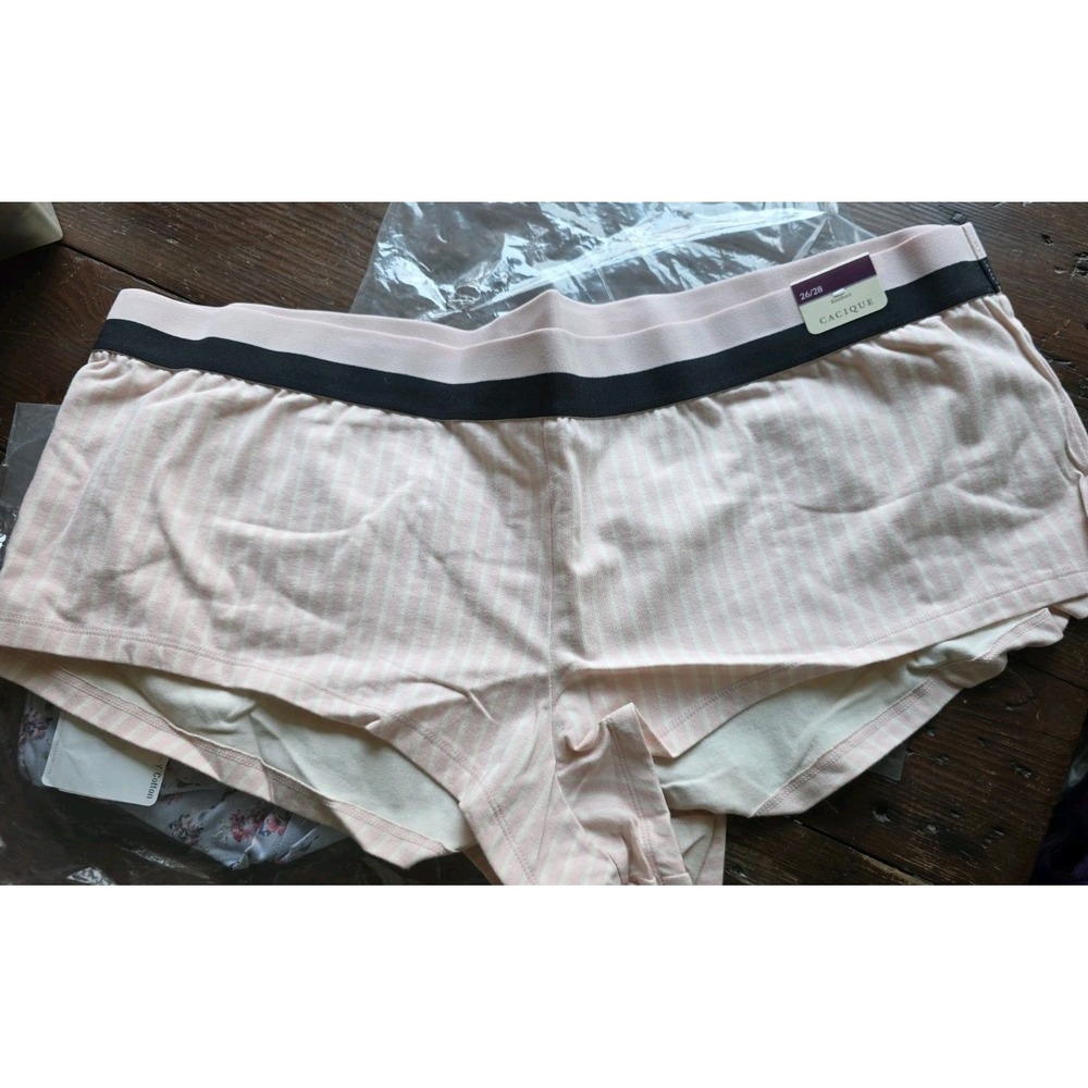 Lot Of 2 Cacique Plus Size Women's Cotton Boyshorts Size 26/28 Foral & Stripes